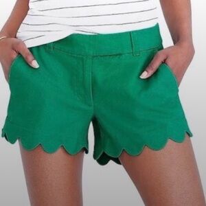 J. Crew | Women’s Green Linen Blend Scalloped Hem Shorts Size 0